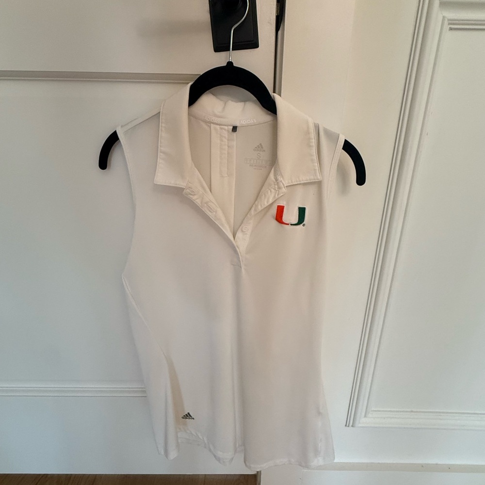 University of Miami - Adidas Women's White Sleeveless Polo Top